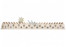 Advent calendar wooden white with gold star 78 x 395 mm