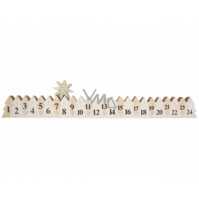 Advent calendar wooden white with gold star 78 x 395 mm
