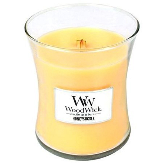 WoodWick Honeysuckle - Honeysuckle and Jasmine scented candle with wooden wick and lid glass medium 275 g