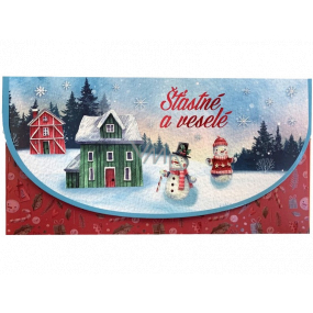 Nekupto Money envelope Christmas wishes Happy Christmas with snowmen 116 x 220 mm