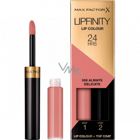 Max Factor Lipfinity long-lasting lipstick with balm 006 Always Delicate 2,3 ml and 1,9 g