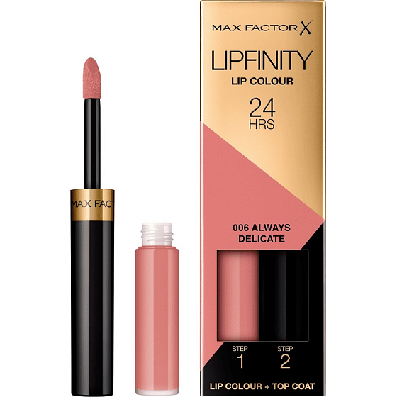 Max Factor Lipfinity long-lasting lipstick with balm 006 Always Delicate 2,3 ml and 1,9 g