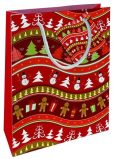 Nekupto Gift paper bag 14 x 11 x 6,5 cm Christmas snowmen red