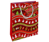 Nekupto Gift paper bag 14 x 11 x 6,5 cm Christmas snowmen red