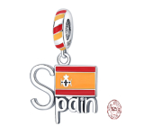Charm Sterling silver 925 Spain flag, travel bracelet pendant
