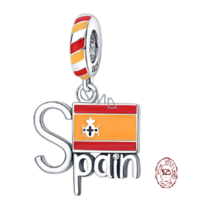 Charm Sterling silver 925 Spain flag, travel bracelet pendant