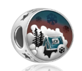 Charm Sterling silver 925 Snow-covered magic land, bead for bracelet Christmas