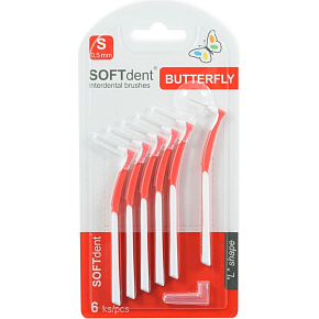 SOFTdent curved interdental brushes S 0.5 mm, 6 pcs