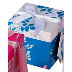 Angel Folding gift box with ribbon blue with white ribbon 10 x 10 x 10 cm 1 piece