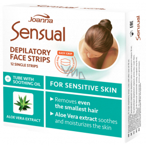 Joanna Sensual Aloe Vera Facial Depilatory Strips 12 pieces and Gentle Oil 10 ml