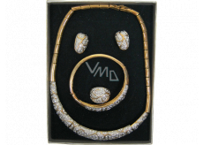 Jewelery Gold set with silver stones in a gift box