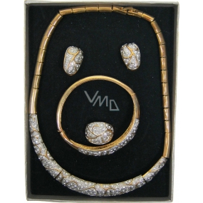 Gold set with silver stones in gift box