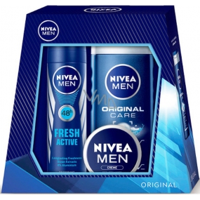 Nivea Men Universal Cream 30 ml + Original Care Shower Gel 250 ml + Fresh Active Deodorant Spray 150 ml, cosmetic set