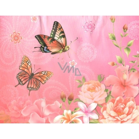 Nekupto Gift kraft bag 23 x 18 x 10 cm pink butterflies, flowers