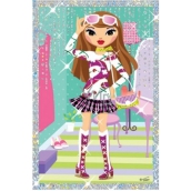 Scraping picture of a doll wearing glasses 21.5 x 11 cm