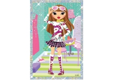 Scraping picture of a doll wearing glasses 21.5 x 11 cm