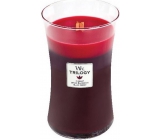 Woodwick Trilogy Sun Ripened Berries - Summer berry fragrance candle with wooden knot and lid glass large 609.5 g