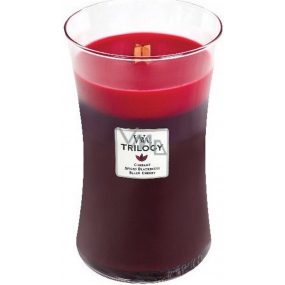 WoodWick Trilogy Sun Ripened Berries - Summer berry scented candle with wooden wick and glass lid large 609.5 g