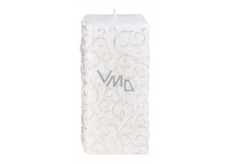 Arome Baroque candle prism white, silver decoration 50 x 110 mm