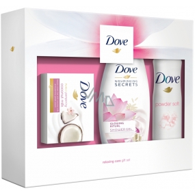 Dove Nourishing Secrets Radiant Ritual Lotus Flower and Rice Water Shower Gel for Women 250 ml + Purely Pampering Toilet Soap 100 g + Powder Soft antiperspirant deodorant spray for women 150 ml, cosmetic set