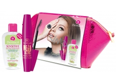 Dermacol Mega Lashes Express Waterproof Mascara Black 12.5 ml + Sensitive Eye Make-up Remover 150 ml, cosmetic set