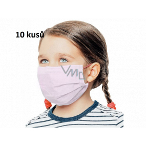 Veil 3 layers protective medical non-woven disposable, low respiratory resistance for children 10 pieces pink without print