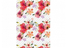 Ditipo Gift wrapping paper 70 x 100 cm White red flowers 2 sheets