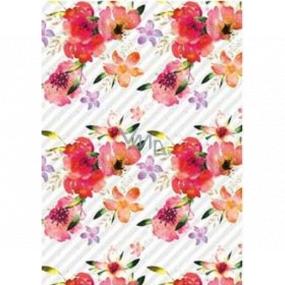 Ditipo Gift wrapping paper 70 x 100 cm White red flowers 2 sheets
