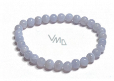 Chalcedony bracelet elastic natural stone, ball 6 mm / 16 - 17 cm, AA quality, stone of love, joy