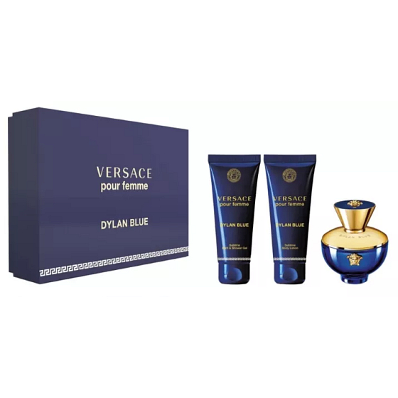 Versace Dylan Blue pour Femme eau de parfum 50 ml + body lotion 50 ml + shower gel 50 ml, gift set for women