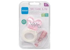 Mam Mini Cooler & Clip lightweight teether with cooling part and strap for babies 2+ months Pink