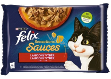 Felix Sensations Sauces Multipack turkey and lamb in flavored sauce, complete food for adult cats 4 x 85 g