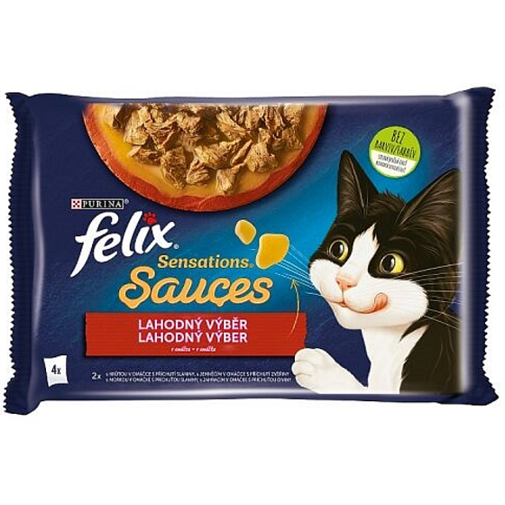 Felix Sensations Sauces Multipack turkey and lamb in flavored sauce, complete food for adult cats 4 x 85 g