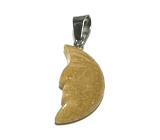 Yellow Jasper Moon pendant natural stone, hand-polished figurine 2.2 x 10 mm, stone of positive energy