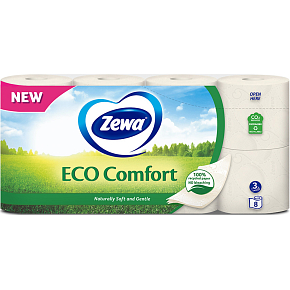 Zewa ECO Comfort 3-ply toilet paper, 8 rolls, 19.3 m roll