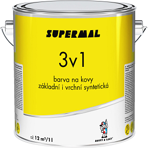 Supermal 3v1 S2177 0100 white top synthetic paint for metals, 2.5 l