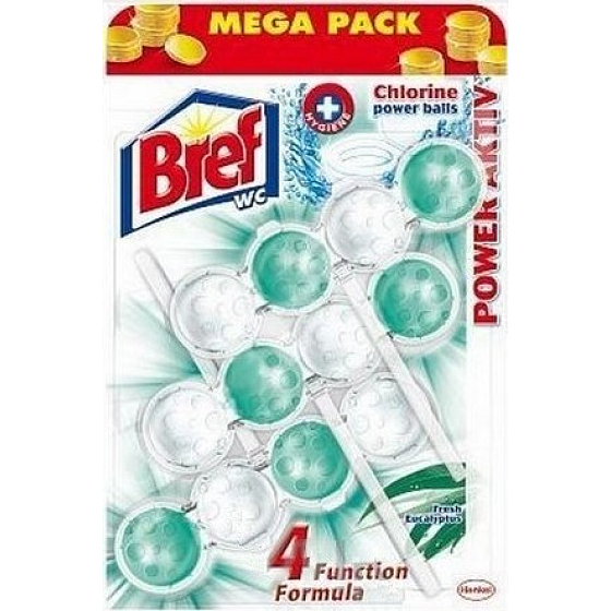 Bref Power Aktiv 4 Chlorine Fresh Eucalyptus WC block Mega pack 3x50 g