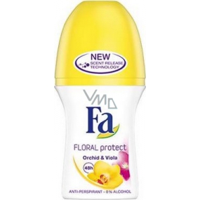 Fa Floral Protect Orchid & Viola ball antiperspirant deodorant roll-on for women 50 ml