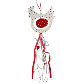 Large wooden hanging hen with polka dots red 50 cm