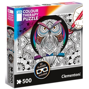 Clementoni Puzzle 3D Colour Therapy Owl to colour 500 pieces, recommended age 3+