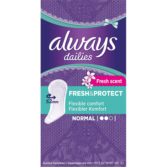 Always Dailies Fresh & Protect Fresh Scent Normal with a gentle scent panty liners 30 pieces