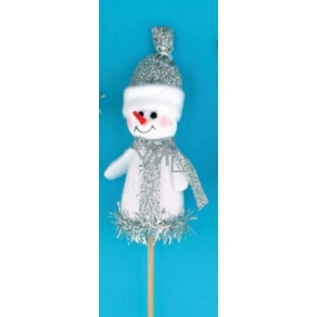 Snowman figurine white recess 8 cm + skewers
