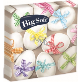 Big Soft Paper Napkins 2 ply 33 x 33 cm 20 pieces Easter eggs with coloured ribbon