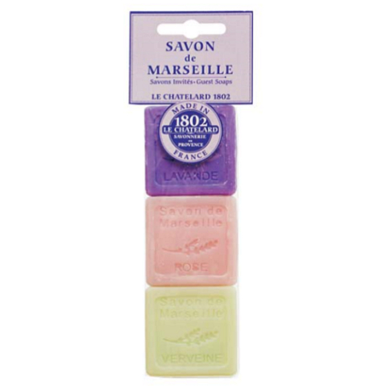 Le Chatelard Lavender, Rose, Verbena toilet soap 3 x 30 g, cosmetic set