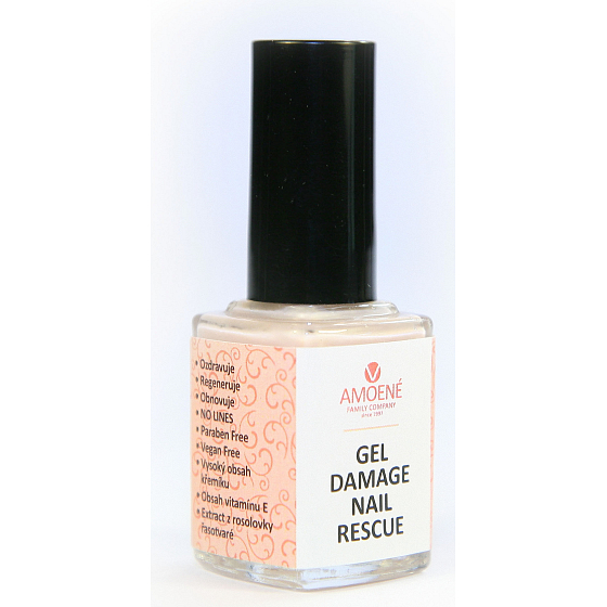 Amoené Gel Damage Nail Rescue Rescue Nail Polish For Extremely Damaged Nail Treatment, Disease Powder Color 12 ml