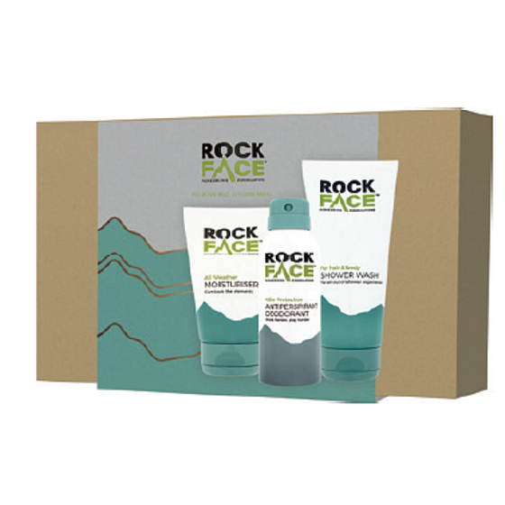 RockFace Shower Gel for Men 200 ml + Protection 48h antiperspirant deodorant spray for men 150 ml + All Weather Moisturiser Moisturizing Face Cream 100 ml, cosmetic set