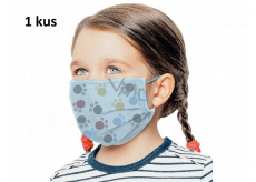 Veil 3-layer protective medical non-woven disposable, low respiratory resistance for children 1 piece blue paw print