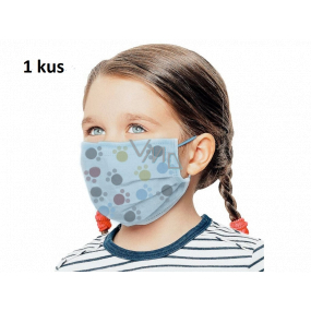 Veil 3-layer protective medical non-woven disposable, low respiratory resistance for children 1 piece blue paw print