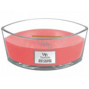 WoodWick Melon & Pink Quartz - Watermelon and pink quartz scented candle with wooden wide wick and glass ship lid 453 g