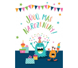 Albi Greeting card with effects for the envelope Birthday Monster 14.8 x 21 cm